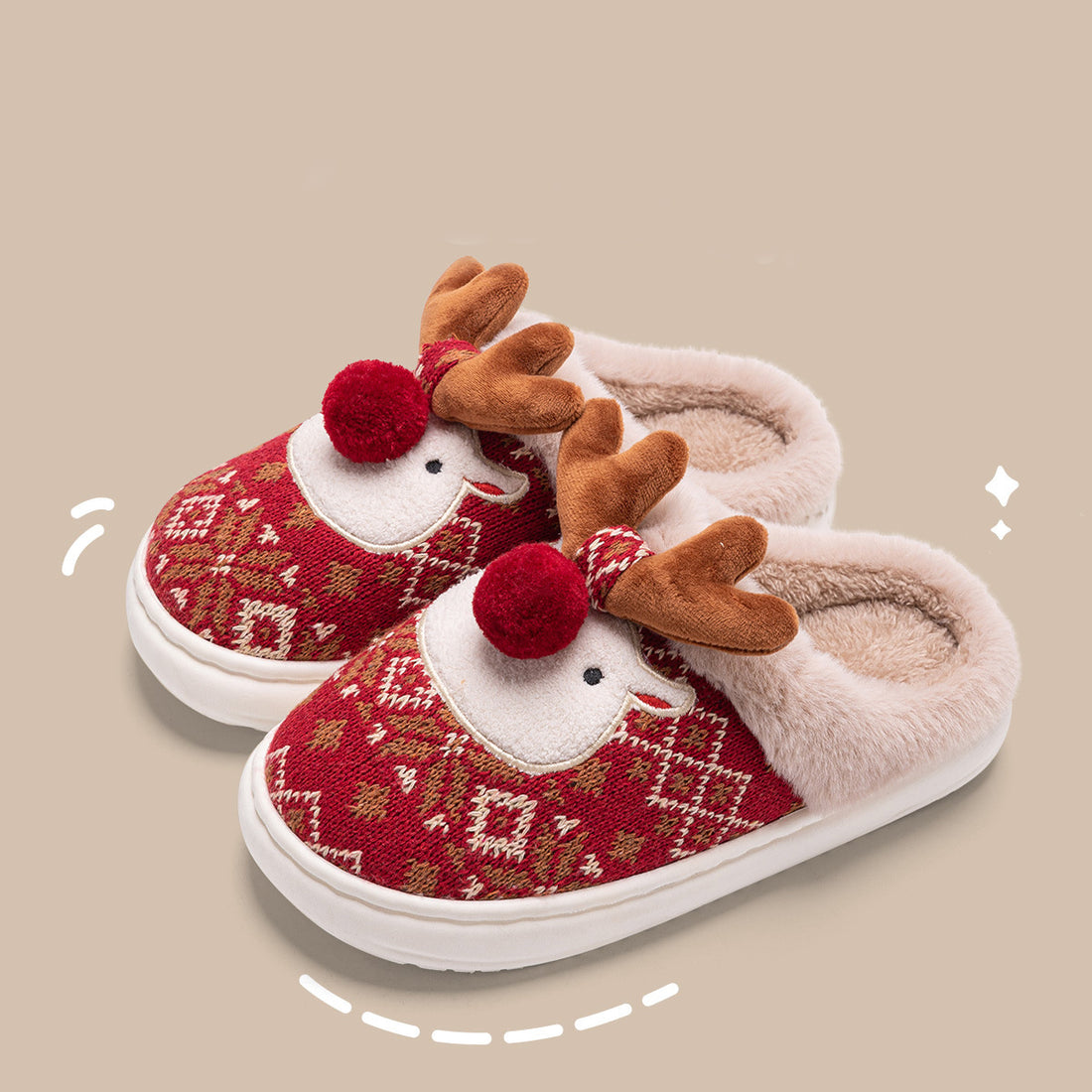 Christmas Elk Plush Slippers