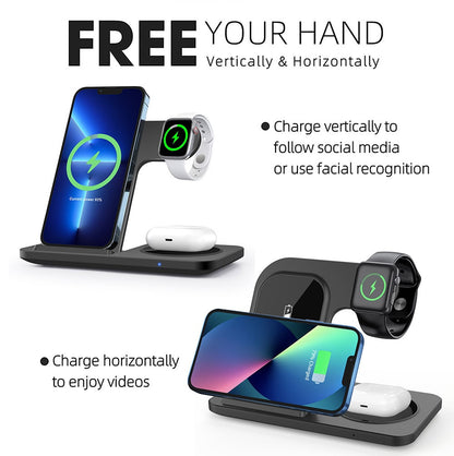 Foldable 15W Three In One Wireless Fast Charging Charger