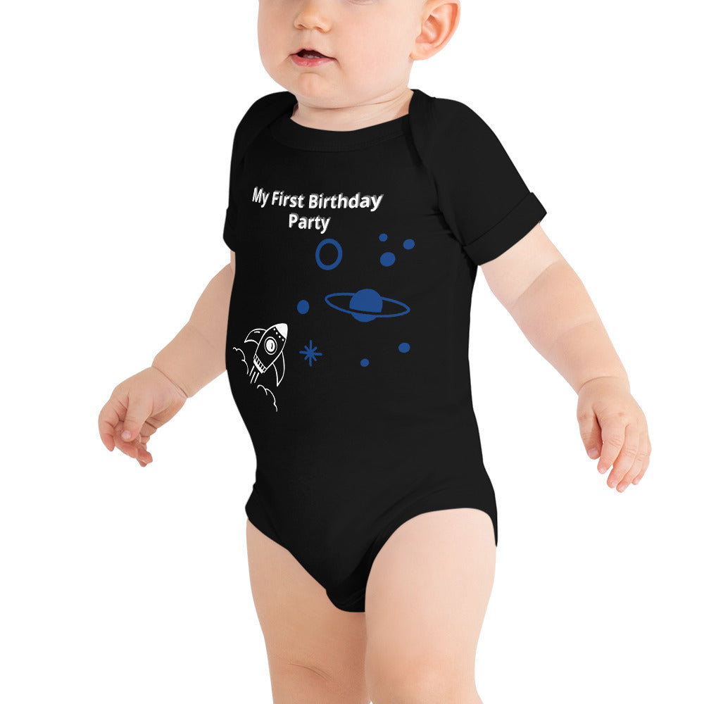 First Birthday- Baby Boy short sleeve one piece